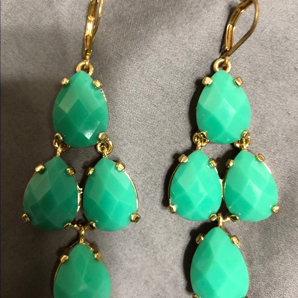 Mint green and gold earrings